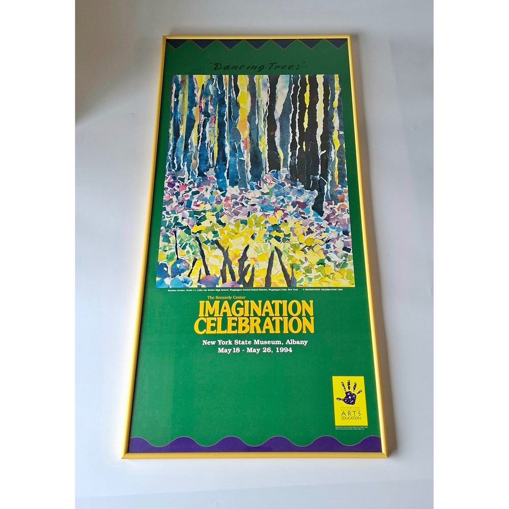 1994 Kennedy Center Imagination Celebration Dancing Trees Framed Poster 32"X16"